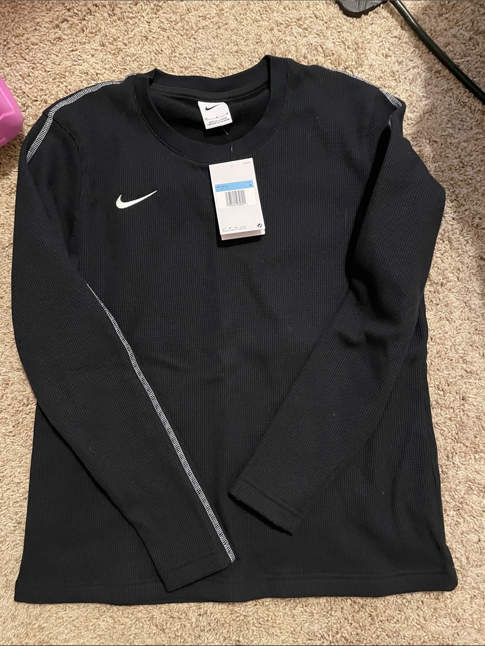 Nike Black Crewneck Thermal Sweatshirt with Reflective Trim